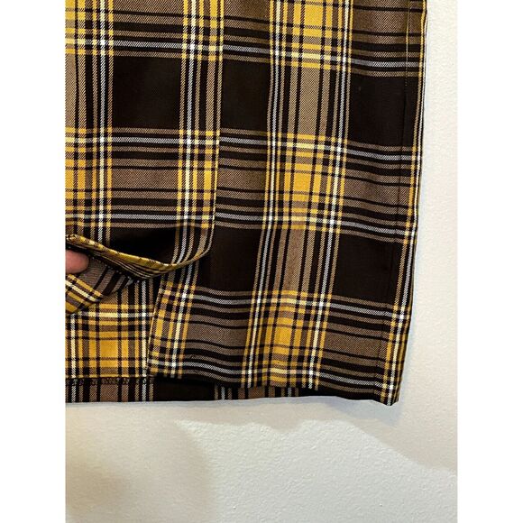 Cato Skirt Womens Size 10 Pencil Straight Plaid Offset Split Yellow Black - Picture 6 of 8